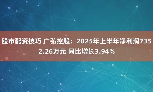 股市配资技巧 广弘控股：2025年上半年净利润7352.26万元 同比增长3.94%